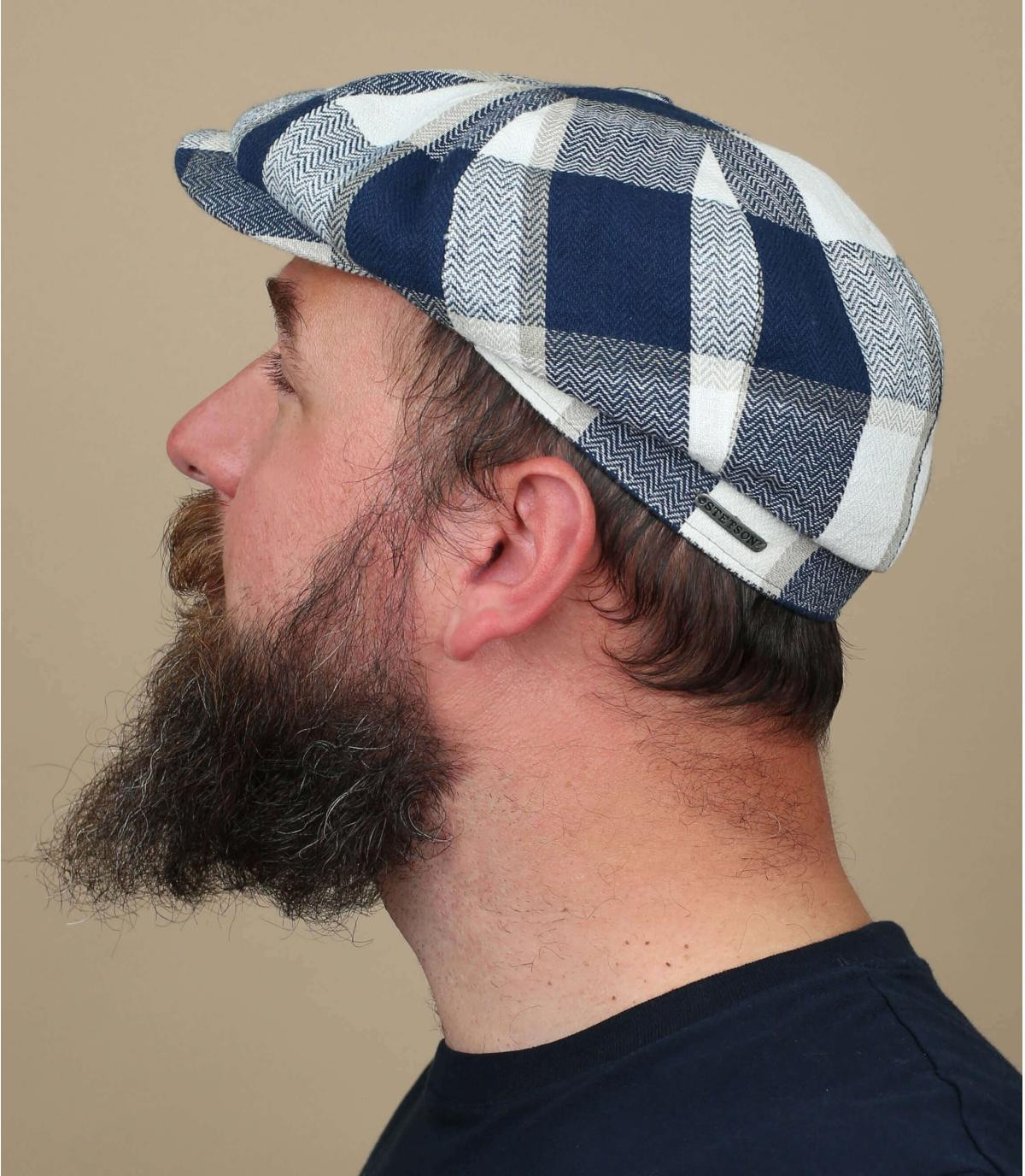 berretto scozzese blu bianco Hatteras Linen Check beige blue berretto scozzese blu bianco Hatteras Linen Check beige blue